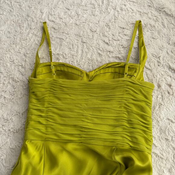 Adrianna Papell silk corset dress maxi gown long prom formal evening chartreuse - Picture 13 of 17